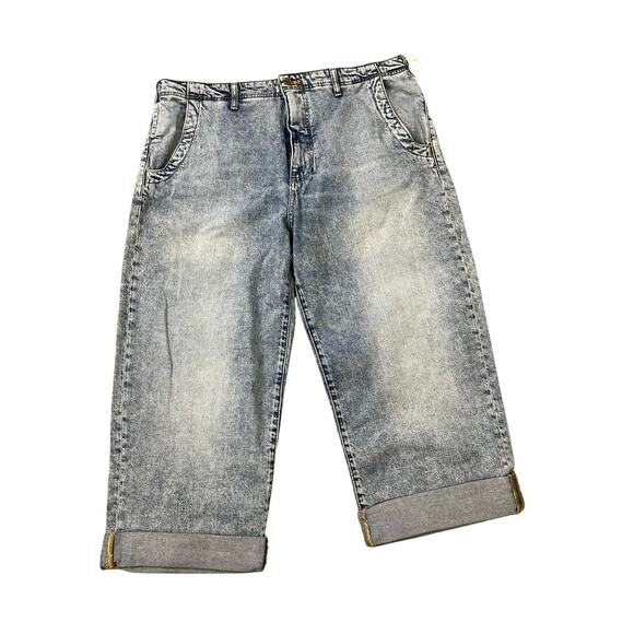 Pilcro and The Letterpress Denim - Pilcro Anthropologie The Lonnie Cuffed High-Rise Crop‎ Jeans Size 32 Petite NWT